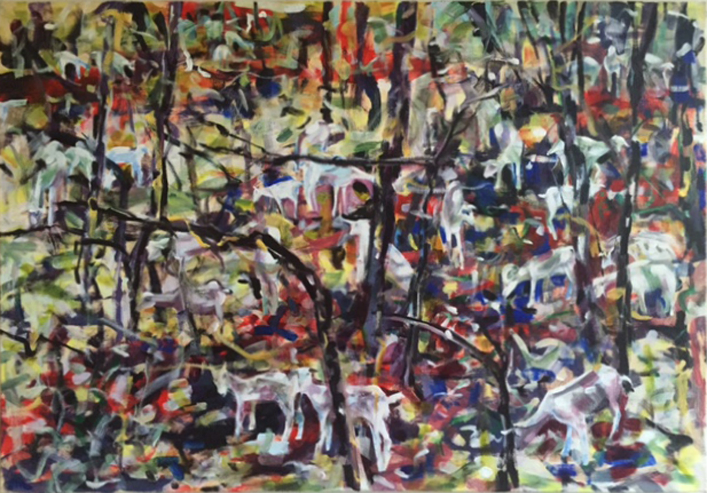 schilderij van geitjes in een bos - Cornelia Vrolijk