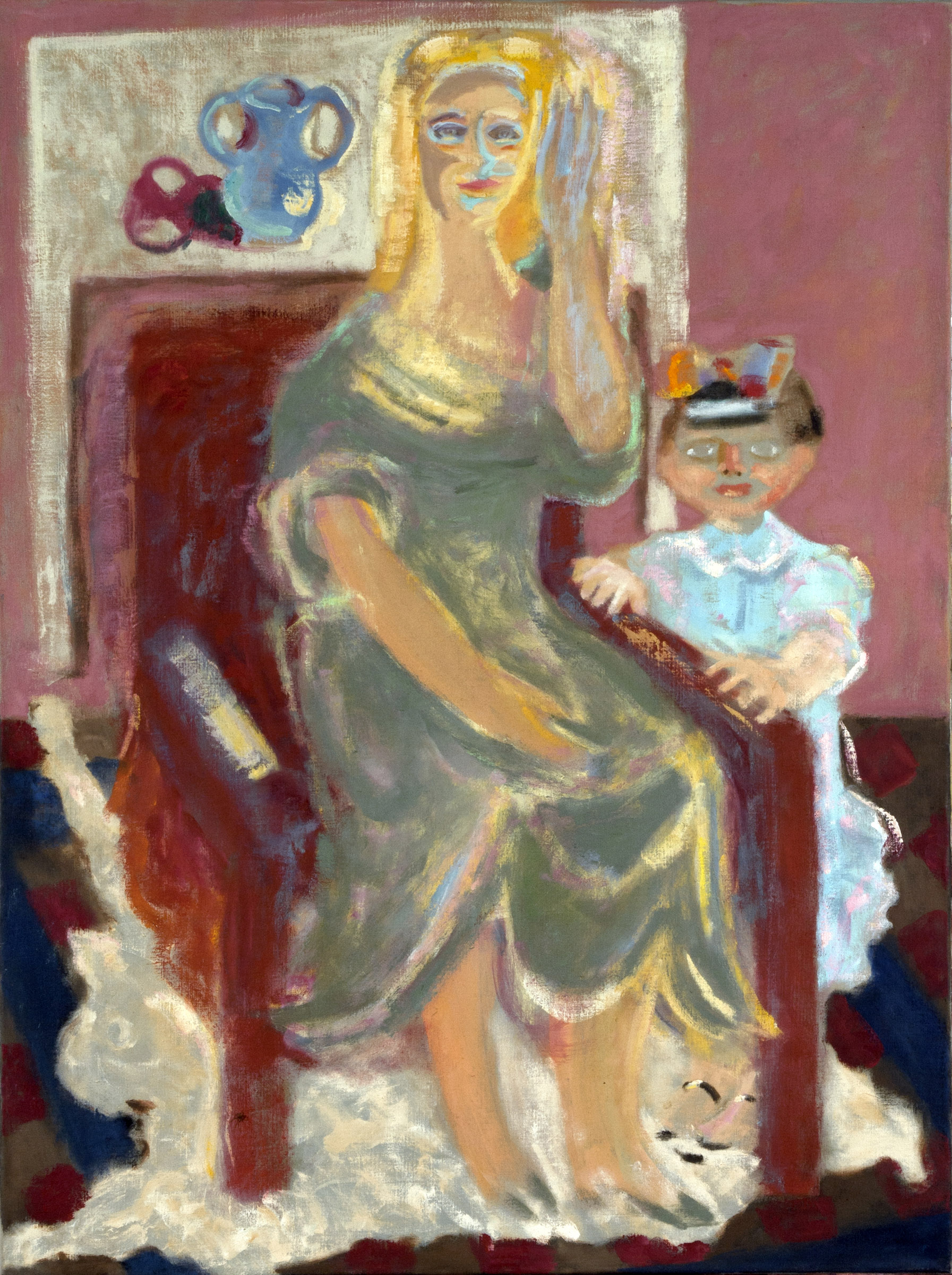schilderij van zittende vrouw en klein meisje - Cornelia Vrolijk