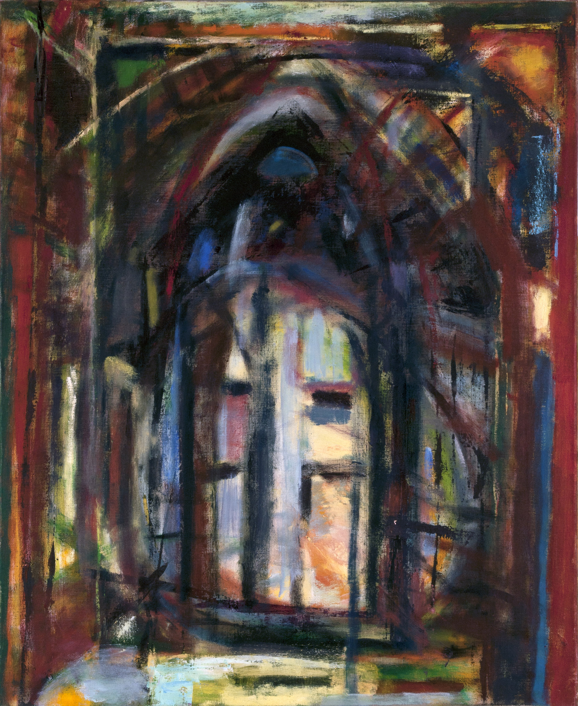 schilderij van een huis of kerk - Cornelia Vrolijk