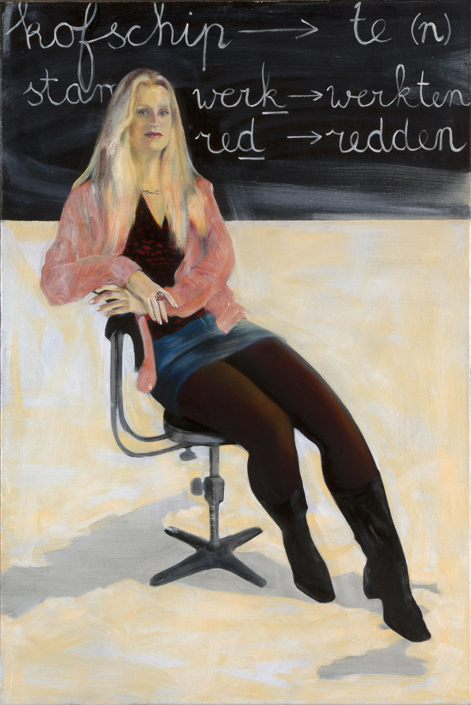schilderij van Juf met Kofschip - Cornelia Vrolijk