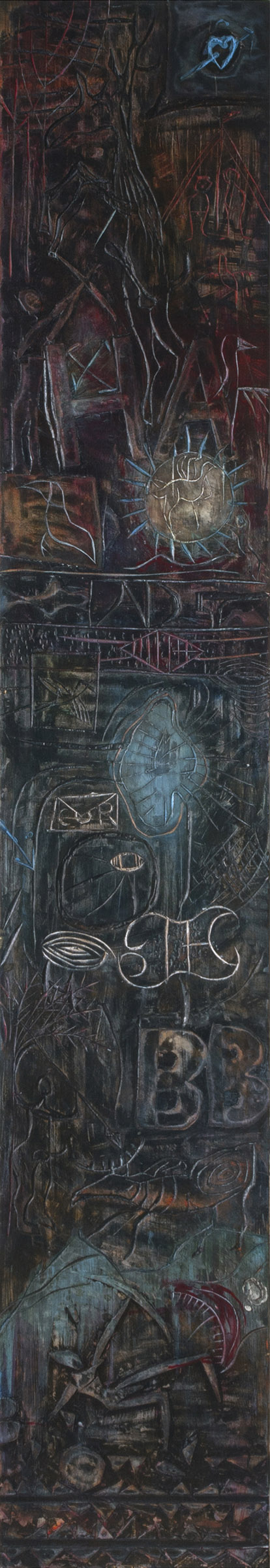 kunstwerk met ingekerfd hout - Cornelia Vrolijk