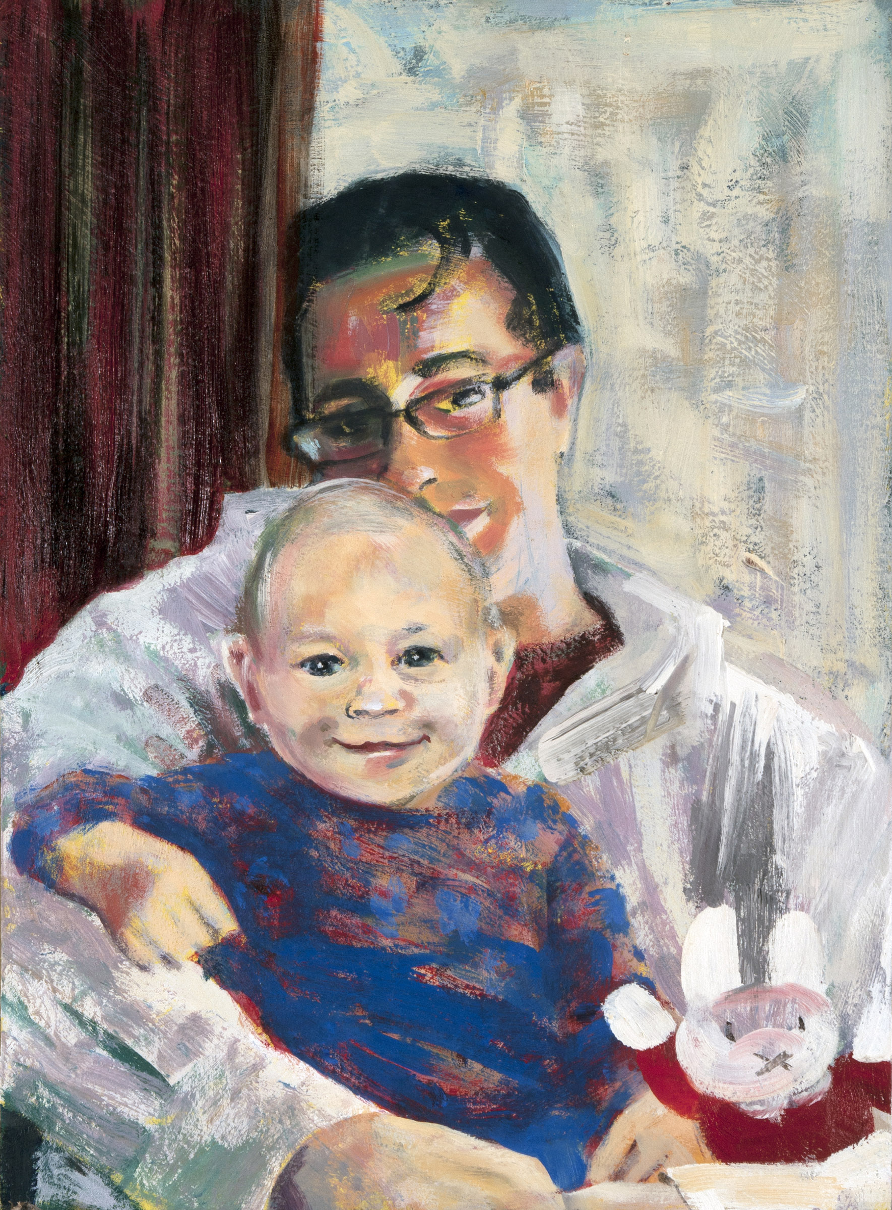 Schilderij van portret van vader en dochter - Cornelia Vrolijk