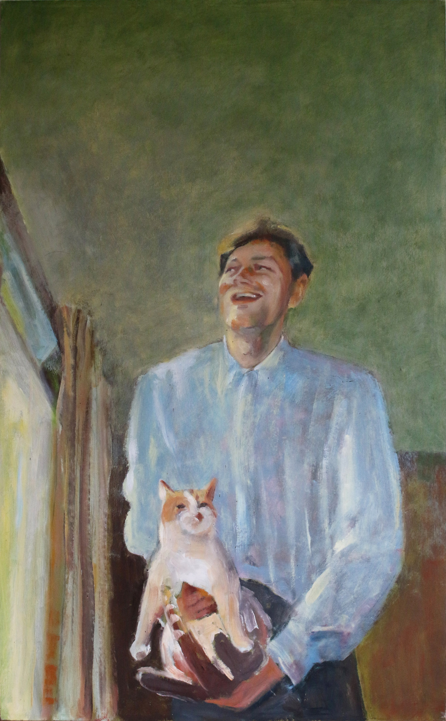 Schilderij van man die kat draagt - Cornelia Vrolijk