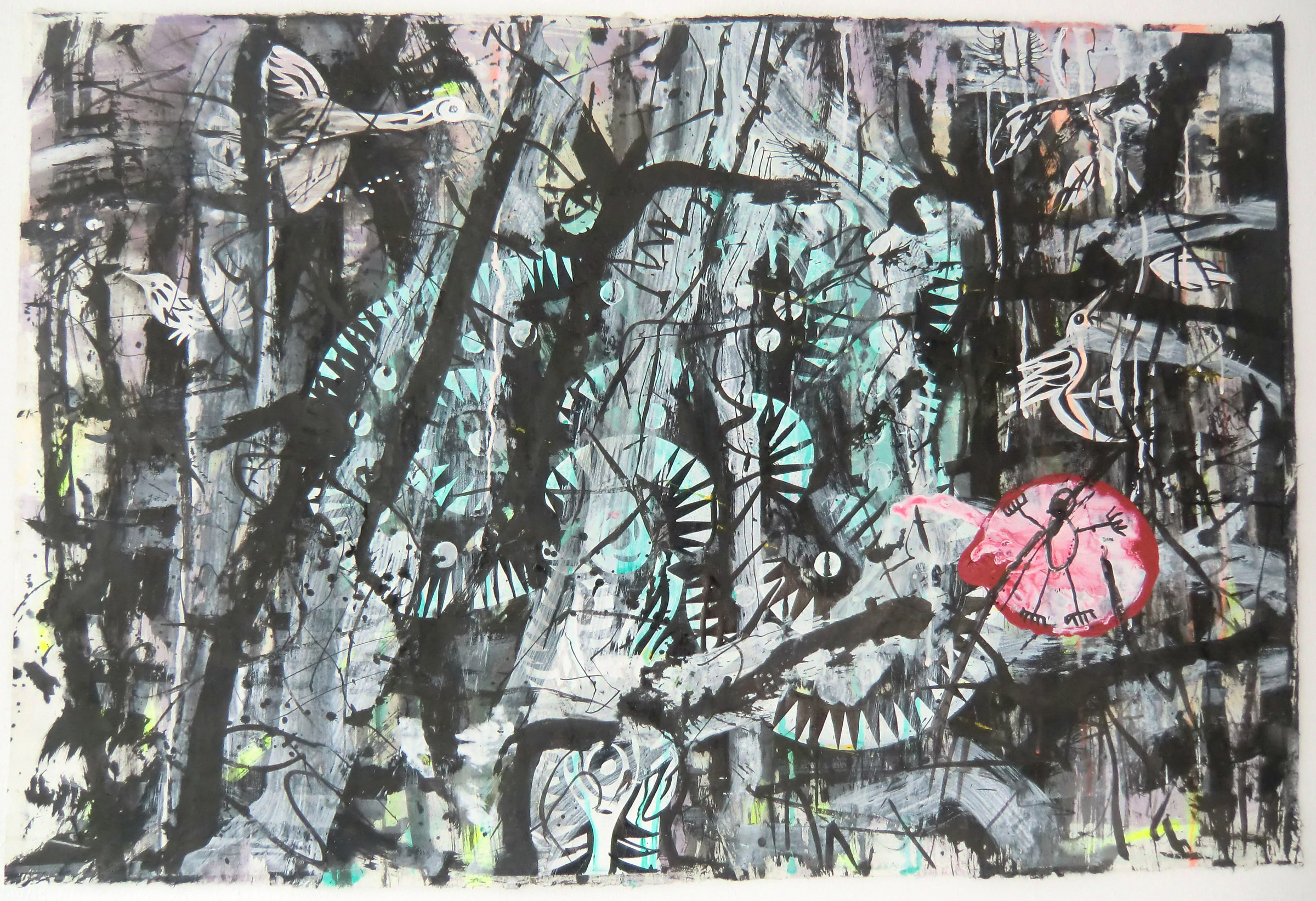schilderij vanvogels tussen de bomen - Cornelia Vrolijk