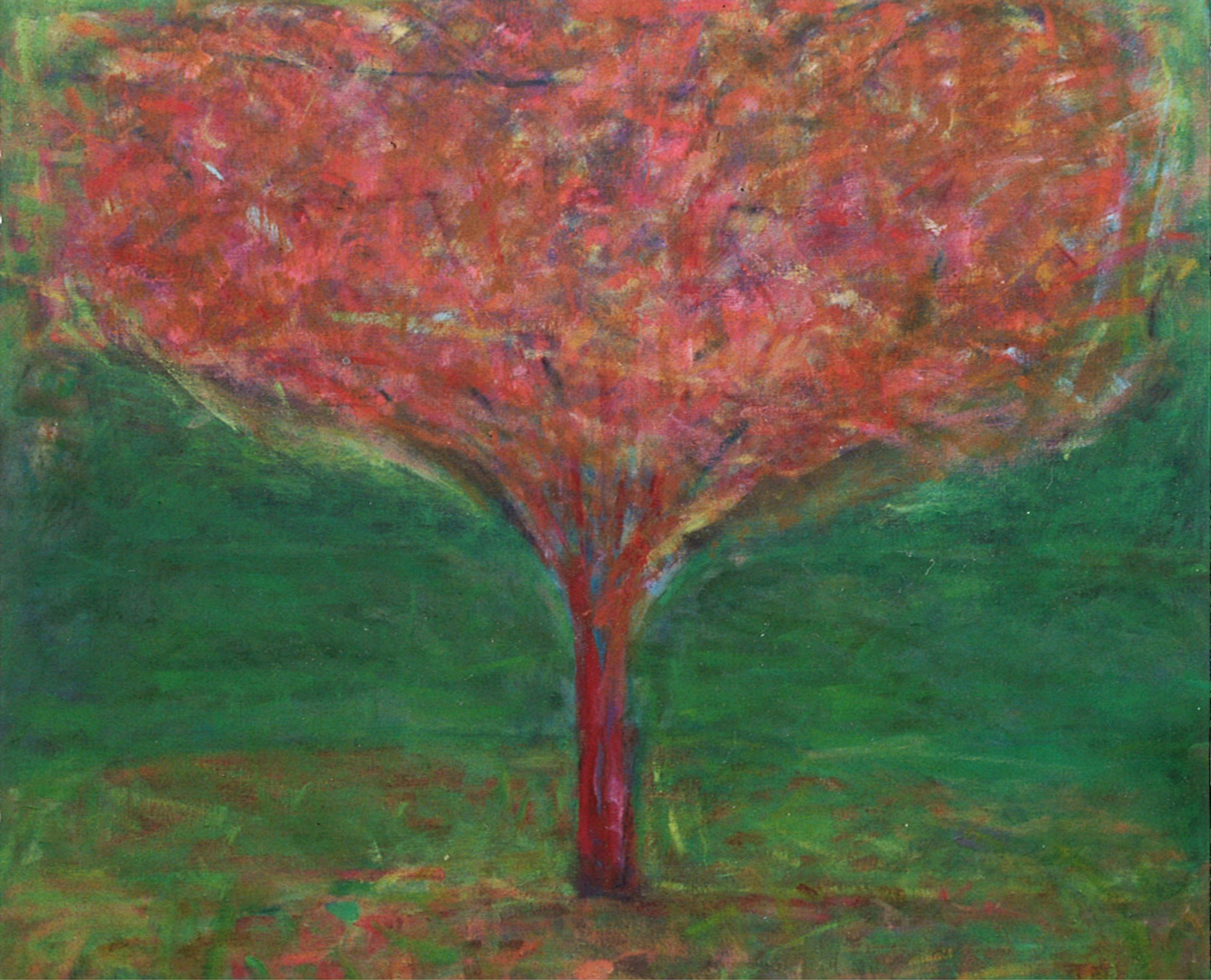 schilderij van roze boom - Cornelia Vrolijk