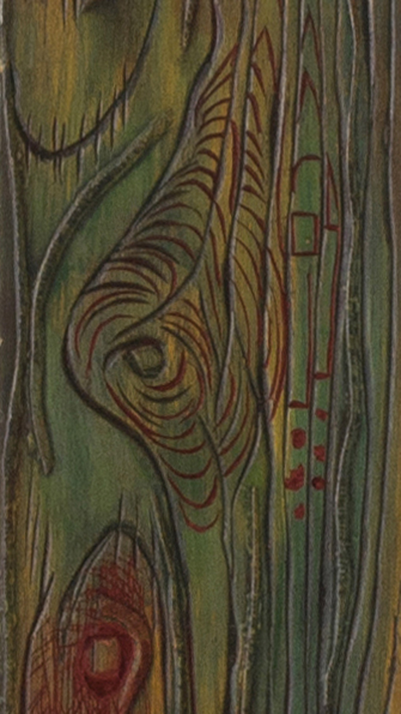 Detail van kunstwerk met ingekerfd hout - Cornelia Vrolijk